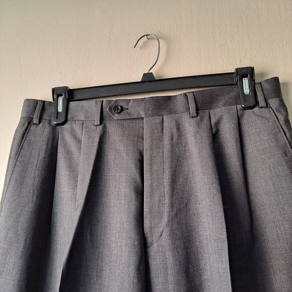 Joseph Abboud Gray 100% Wool Straight Leg Cuffed Dress Pant - Size 36R - Picture 12 of 16